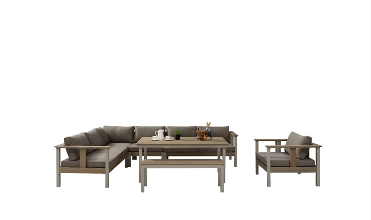 Aluminum Plast Wood Garden Sofa Set